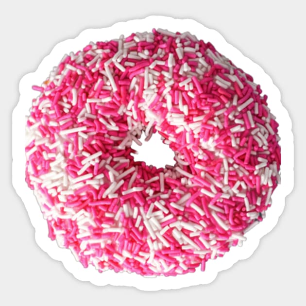 Cute Donut With Pink and White Sprinkles Pattern Sticker by BubbleMench